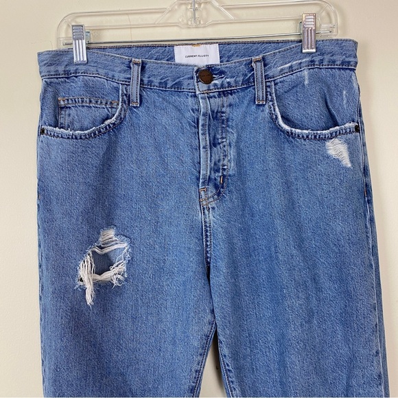 Current/Elliott The Original Straight Prep Destroy Cut Hem Denim Jeans Womens 28 - Picture 3 of 11